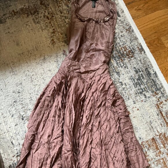 Two-Piece Mauve DKNY Silk Top & Skirt - Picture 1 of 6